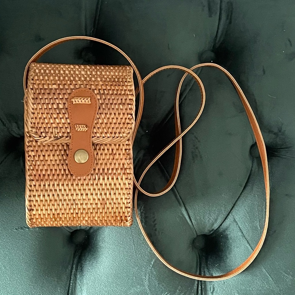 Rattan Phone Crossbody Bag